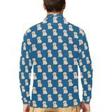 Golden Retriever Pattern Print Design 03 Men's Long Sleeve Polo Shirt