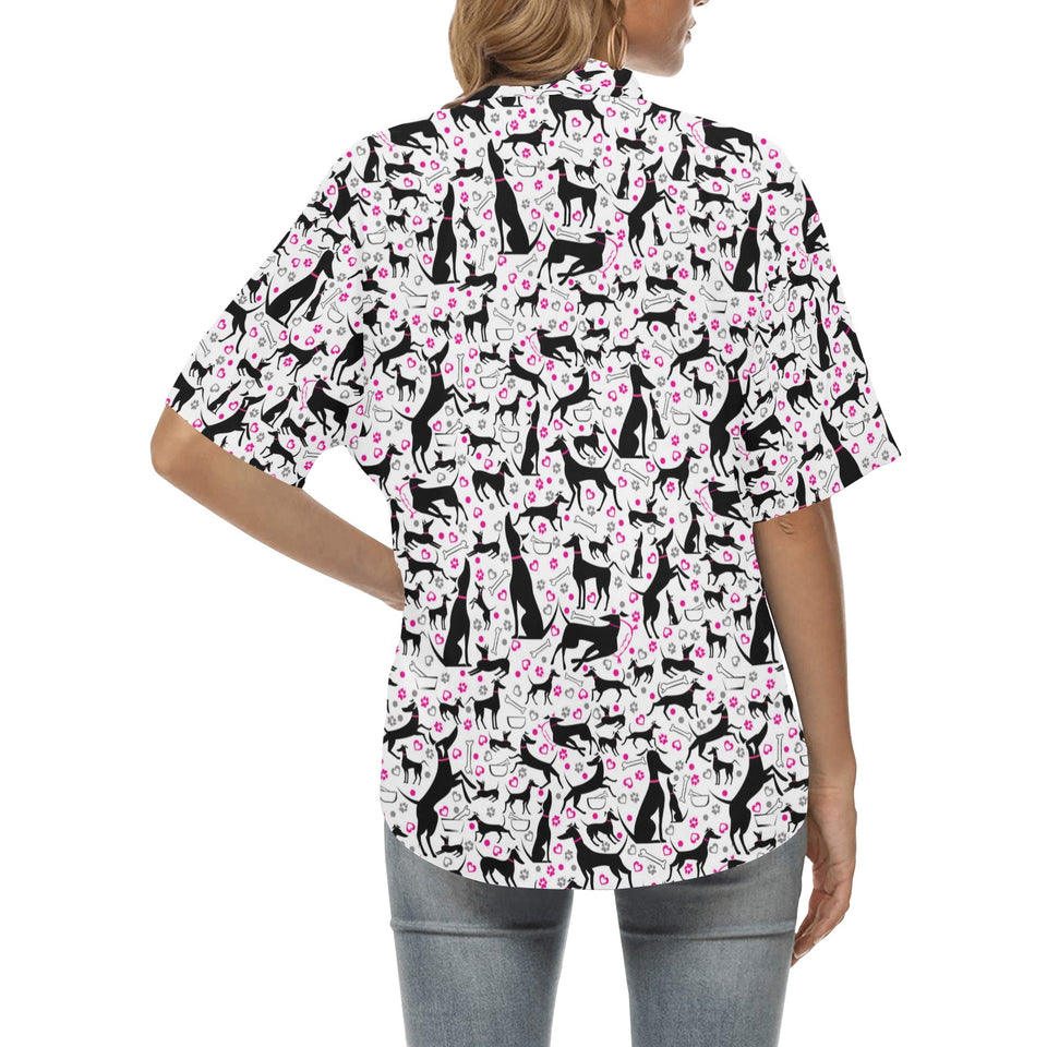 Greyhound Pattern Print Design 02 Women's All Over Print Hawaiian Shirt