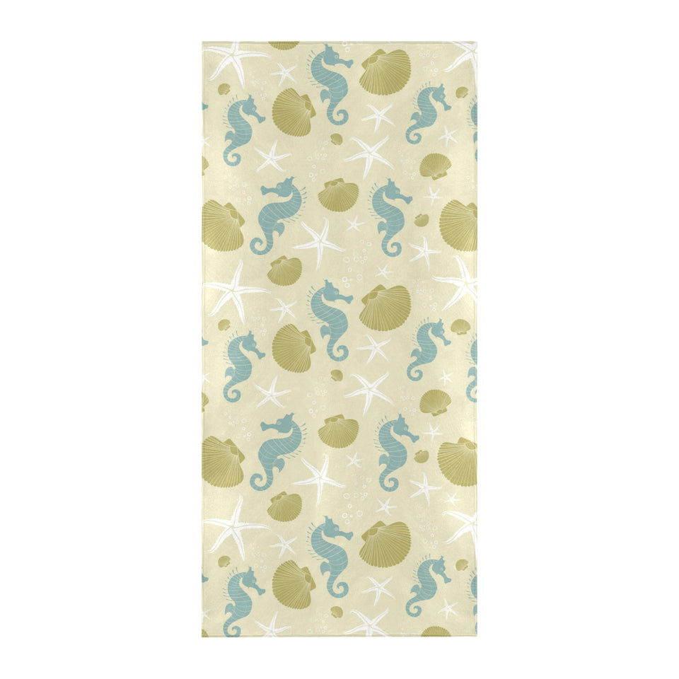 Seahorse shell starfish pattern background Beach Towel