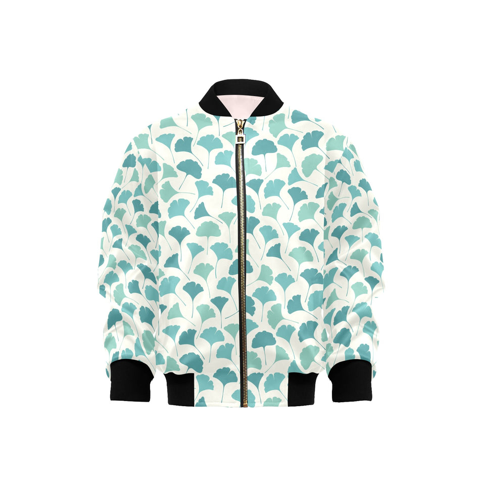 Green ginkgo leaves pattern Kids' Boys' Girls' Bomber Jacket
