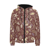 Coffee bean flower pattern Men's Padded Hooded Jacket