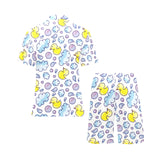 Duck Pattern Print Design 01 Men's V-Neck Short Pajama Set