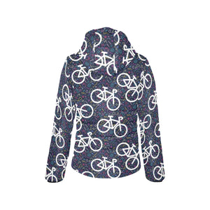 Bicycle Pattern Print Design 03 Women's Padded Hooded Jacket