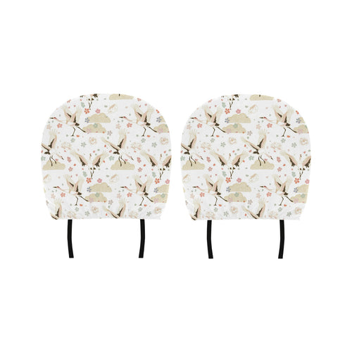 Beautiful Japanese cranes pattern Car Headrest Cover