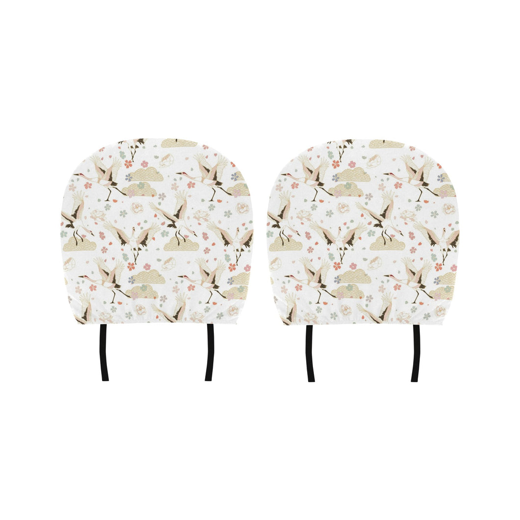 Beautiful Japanese cranes pattern Car Headrest Cover