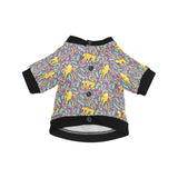 Cute yellow monkey leaves pattern All Over Print Pet Dog Round Neck Fuzzy Shirt