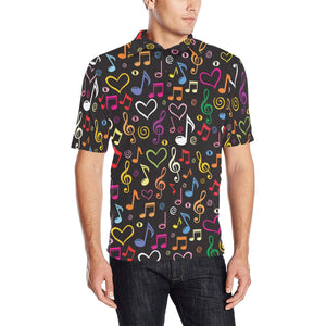 Music Notes Pattern Print Design 02 Men's All Over Print Polo Shirt