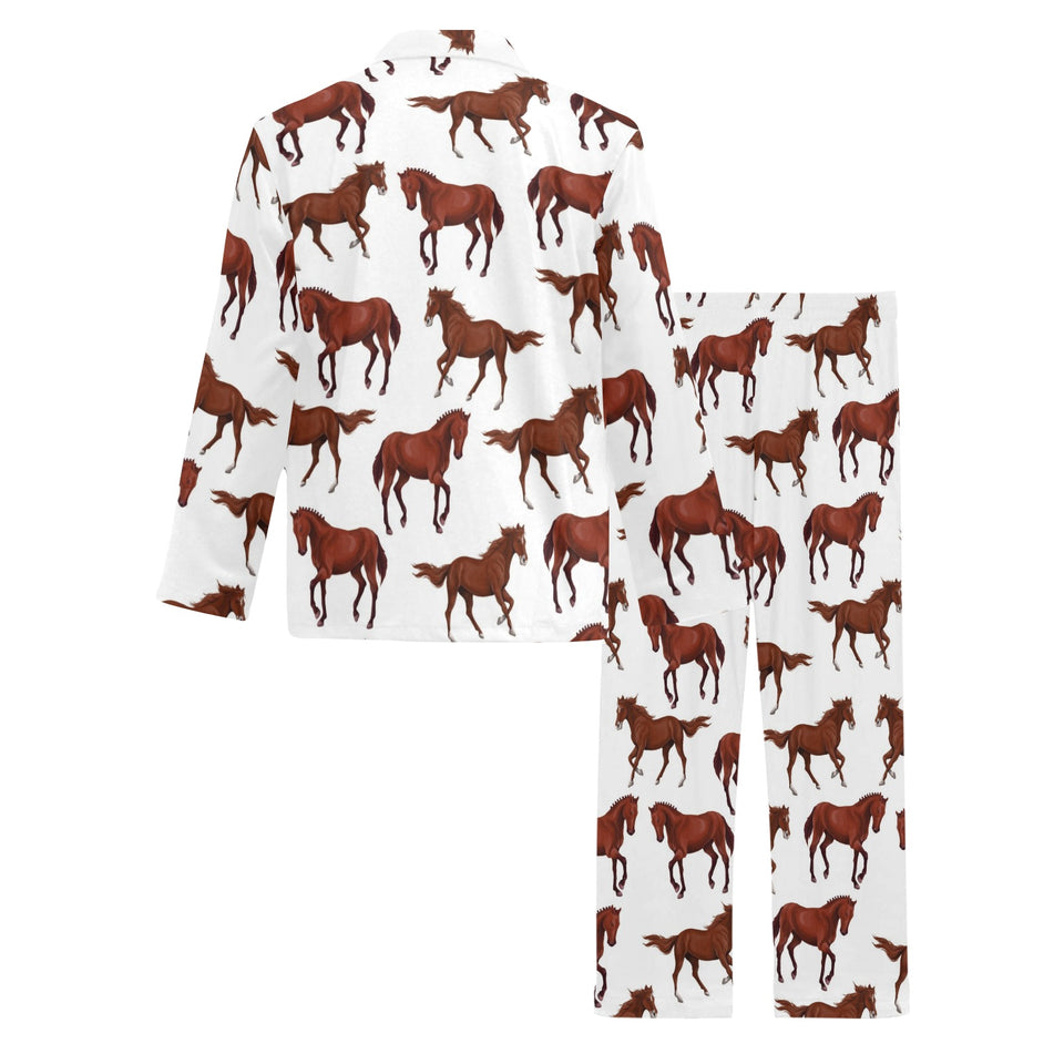 Horses running pattern background Men's Long Pajama Set