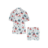 Cute color paper sailboat pattern Women's V-Neck Short Pajama Set