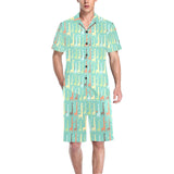 Giraffe Pattern Print Design 01 Men's V-Neck Short Pajama Set