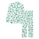Green ginkgo leaves pattern Women's Long Pajama Set