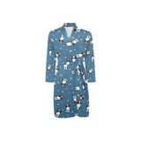 Cute boston terrier dog spattern Men's Long Sleeve Belted Night Robe