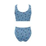 Anchors rudder compass star nautical pattern Chest Bowknot High Waisted Bikini Swimsuit