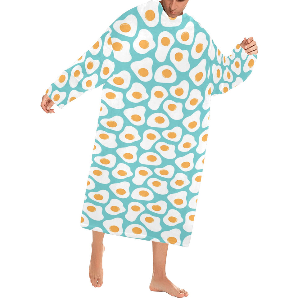 Fried Eggs Pattern Print Design 04 Blanket Robe with Sleeves