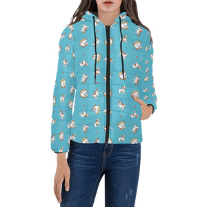 Jack Russel Pattern Print Design 03 Women's Padded Hooded Jacket