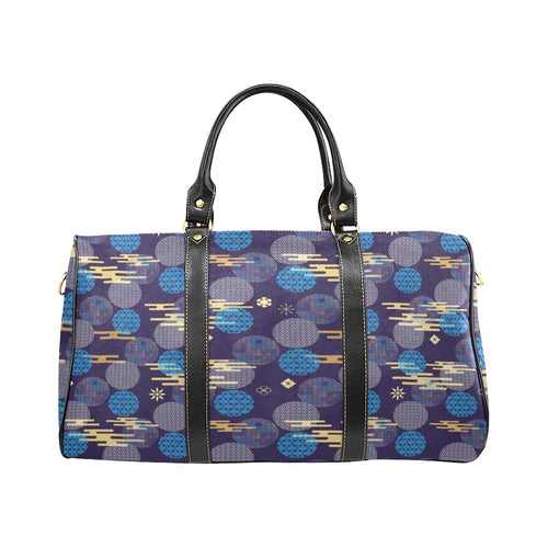 Blue japanese pattern cloud wave flower Travel Bag