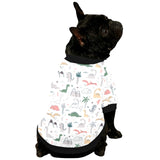 Cute cartoon dinosaurs tree pattern All Over Print Pet Dog Round Neck Fuzzy Shirt