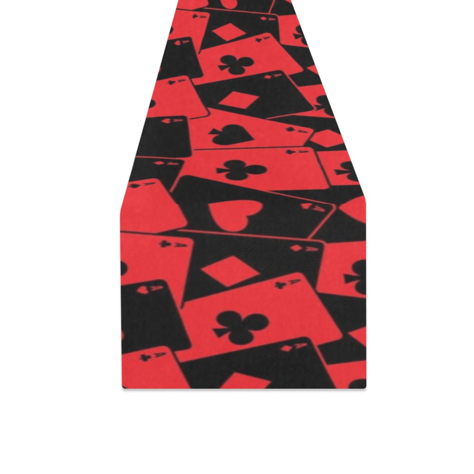 Casino Cards Suits Pattern Print Design 02 Table Runner
