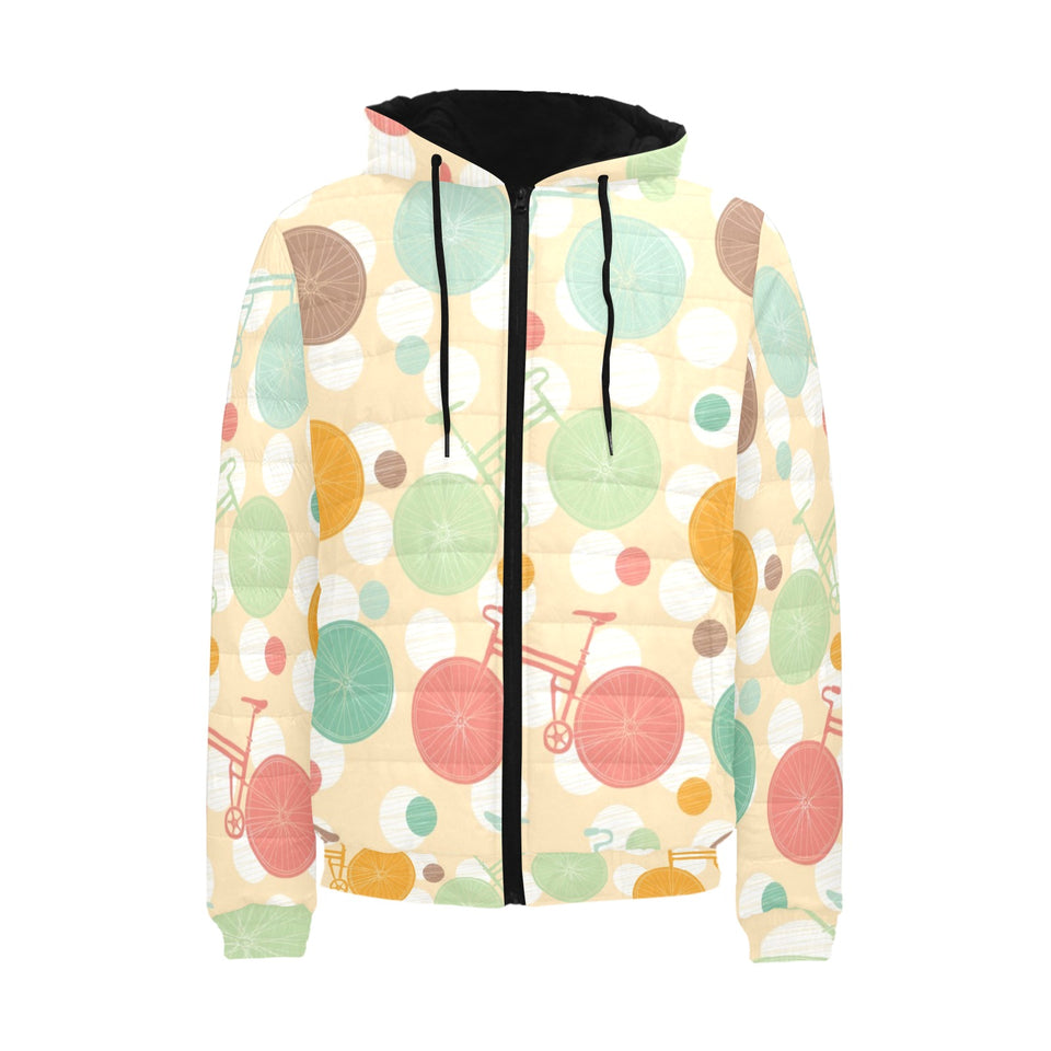 Bicycle Pattern Print Design 01 Men's Padded Hooded Jacket