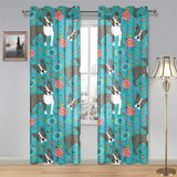 Boston terrier beautiful flower pattern Gauze Curtain
