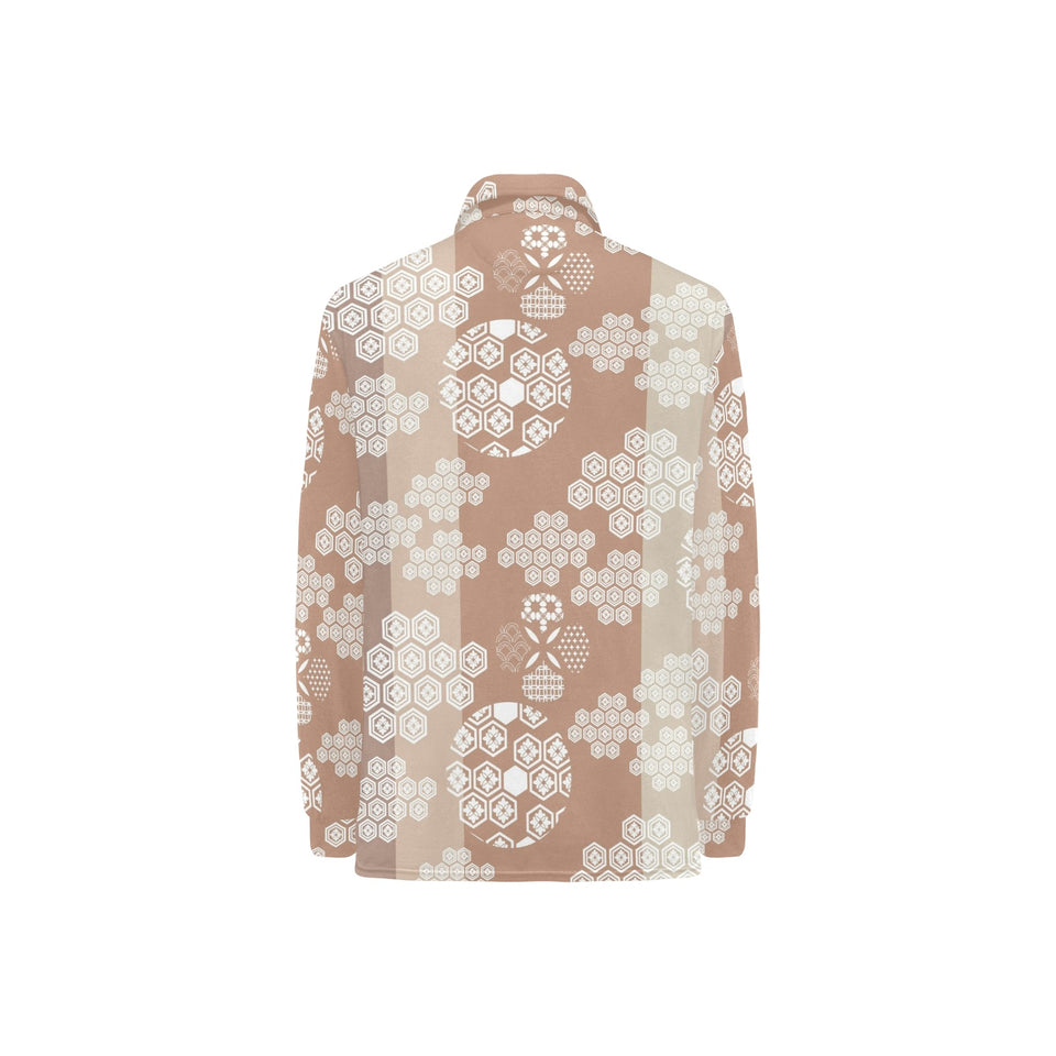Beautiful hexagon japanese pattern Women's Long Sleeve Polo Shirt