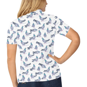 Pigeon Pattern Print Design 03 Women's All Over Print Polo Shirt