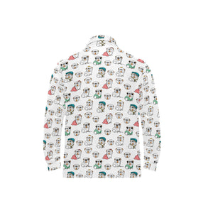 English Bulldog Pattern Print Design 03 Men's Long Sleeve Polo Shirt