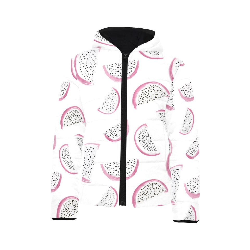 dragon fruit pattern Kids' Boys' Girls' Padded Hooded Jacket