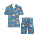 Darts Pattern Print Design 02 Men's V-Neck Short Pajama Set