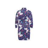 Colorful butterfly flower pattern.eps Men's Long Sleeve Belted Night Robe