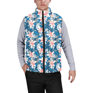 Hibiscus Pattern Print Design 02 Men's Padded Vest