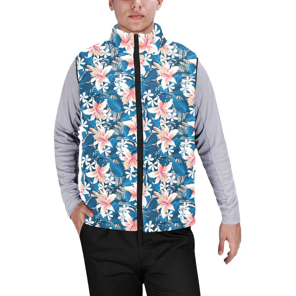 Hibiscus Pattern Print Design 02 Men's Padded Vest