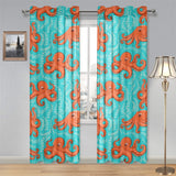 Octopus turquoise background Gauze Curtain