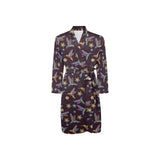 Hummingbird Pattern Print Design 04 Men's Long Sleeve Belted Night Robe