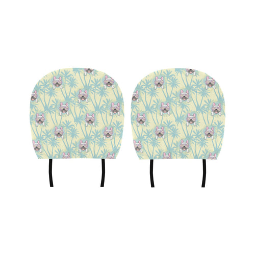 French bulldog hawaii blackground Car Headrest Cover