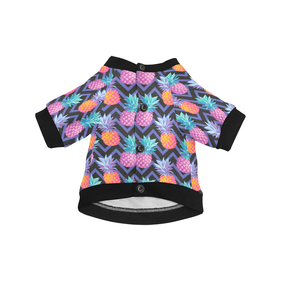 Pineapples pattern zigzag background All Over Print Pet Dog Round Neck Fuzzy Shirt