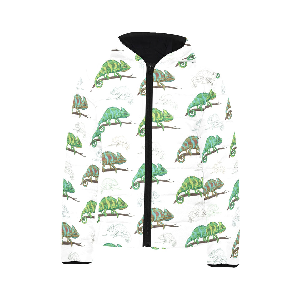 Chameleon lizard pattern Kids' Boys' Girls' Padded Hooded Jacket