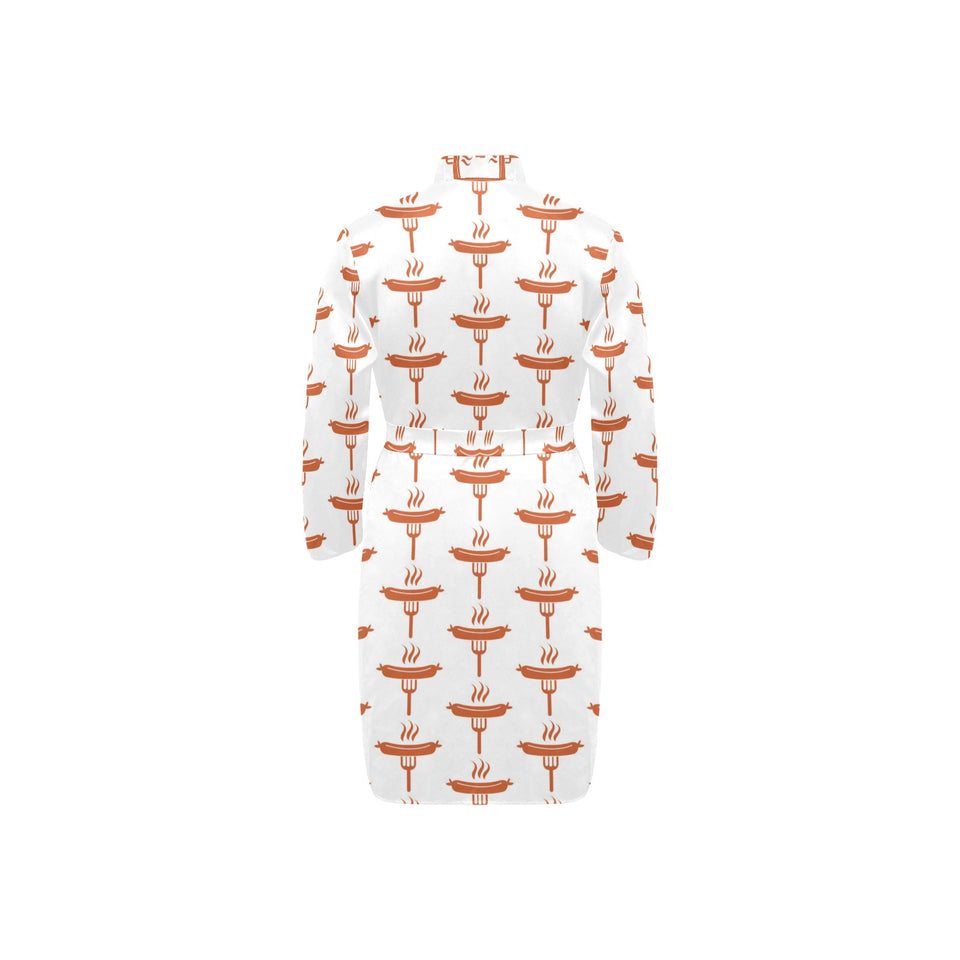 Sausage Pattern Print Design 05 Men's Long Sleeve Belted Night Robe