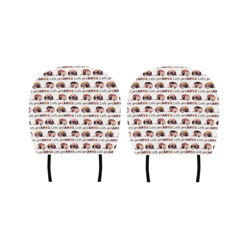 Camper Van Pattern Print Design 01 Car Headrest Cover