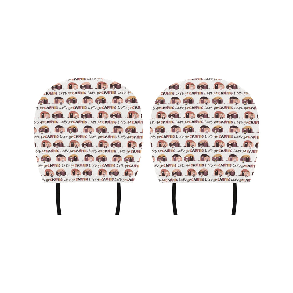 Camper Van Pattern Print Design 01 Car Headrest Cover