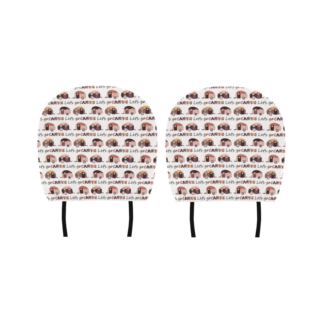 Camper Van Pattern Print Design 01 Car Headrest Cover