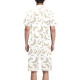Cool gold moon abstract pattern Men's V-Neck Short Pajama Set