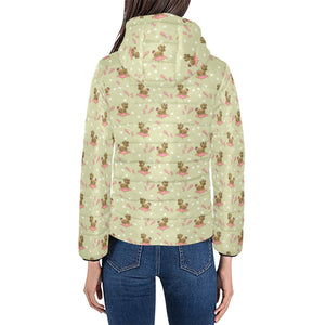 Yorkshire Terrier Pattern Print Design 01 Women's Padded Hooded Jacket