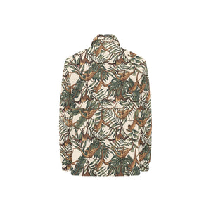 Monkey tropical leaves background Women's Long Sleeve Polo Shirt