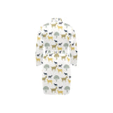 Silhouettes of goat and tree pattern Men's Long Sleeve Belted Night Robe