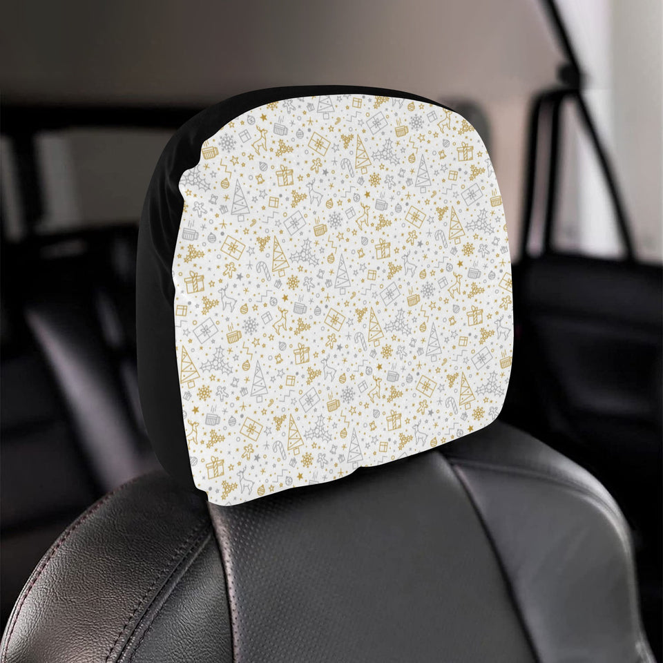 Christmas tree Christmas element Silver gold patte Car Headrest Cover