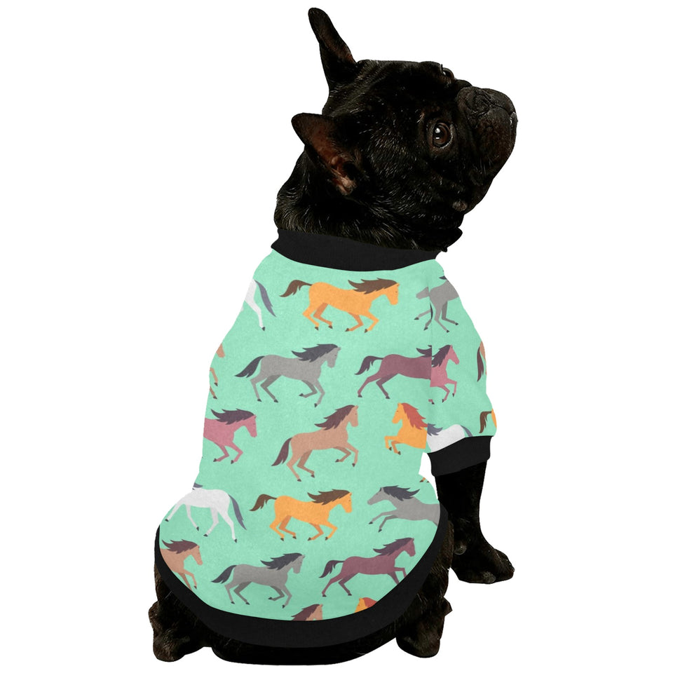 Colorful horses pattern All Over Print Pet Dog Round Neck Fuzzy Shirt