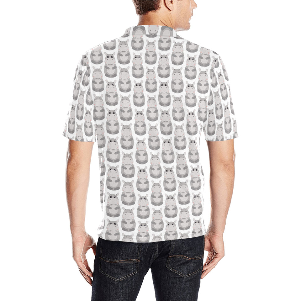 Hippopotamus Pattern Print Design 05 Men's All Over Print Polo Shirt