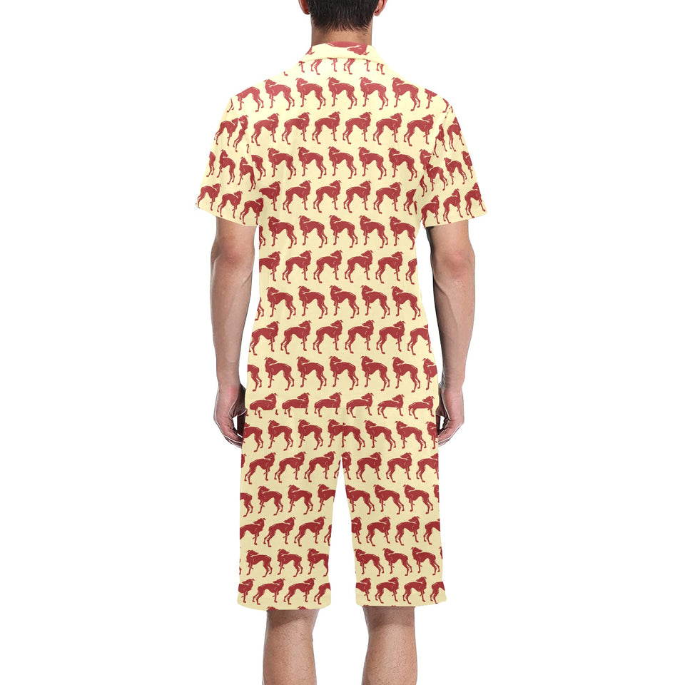 Greyhound Pattern Print Design 04 Men's V-Neck Short Pajama Set