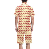 Greyhound Pattern Print Design 04 Men's V-Neck Short Pajama Set